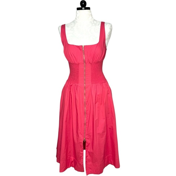Anthropologie Square Neck Zip Up Tommie Midi Dress Sleeveless tank Pink Large - Picture 4 of 9